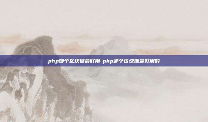 php哪个区块链最好用-php哪个区块链最好用的