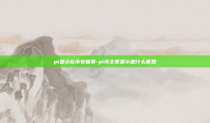 pi显示在币安首页-pi币主页显示是什么意思