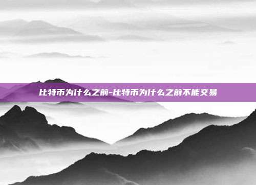 比特币为什么之前-比特币为什么之前不能交易