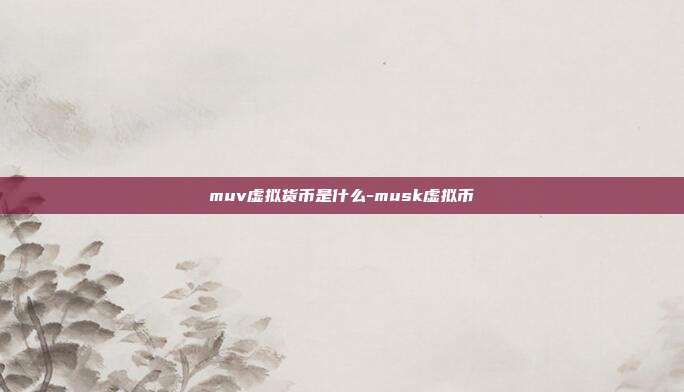 muv虚拟货币是什么-musk虚拟币