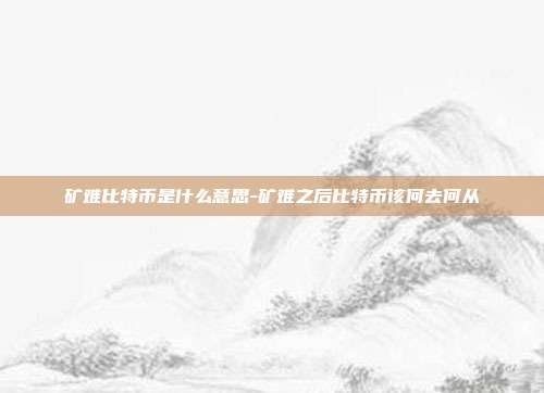 矿难比特币是什么意思-矿难之后比特币该何去何从