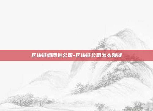 区块链如何选公司-区块链公司怎么赚钱