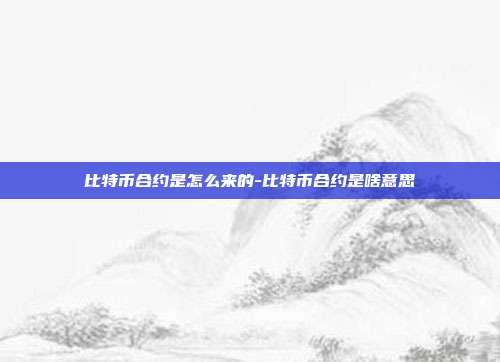 比特币合约是怎么来的-比特币合约是啥意思