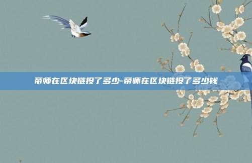 帝师在区块链投了多少-帝师在区块链投了多少钱